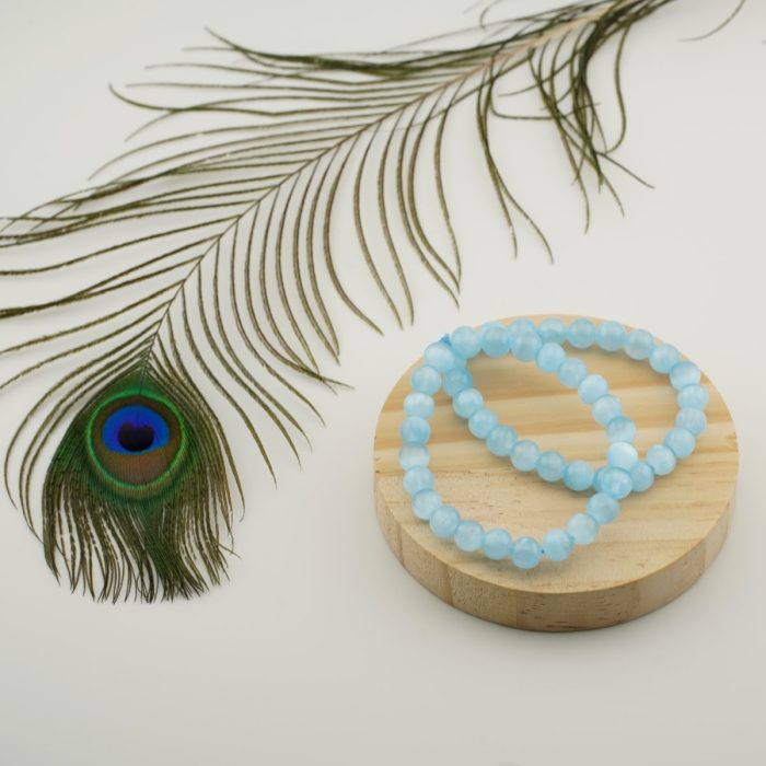 Blue Aura Selenite Bracelet 8mm