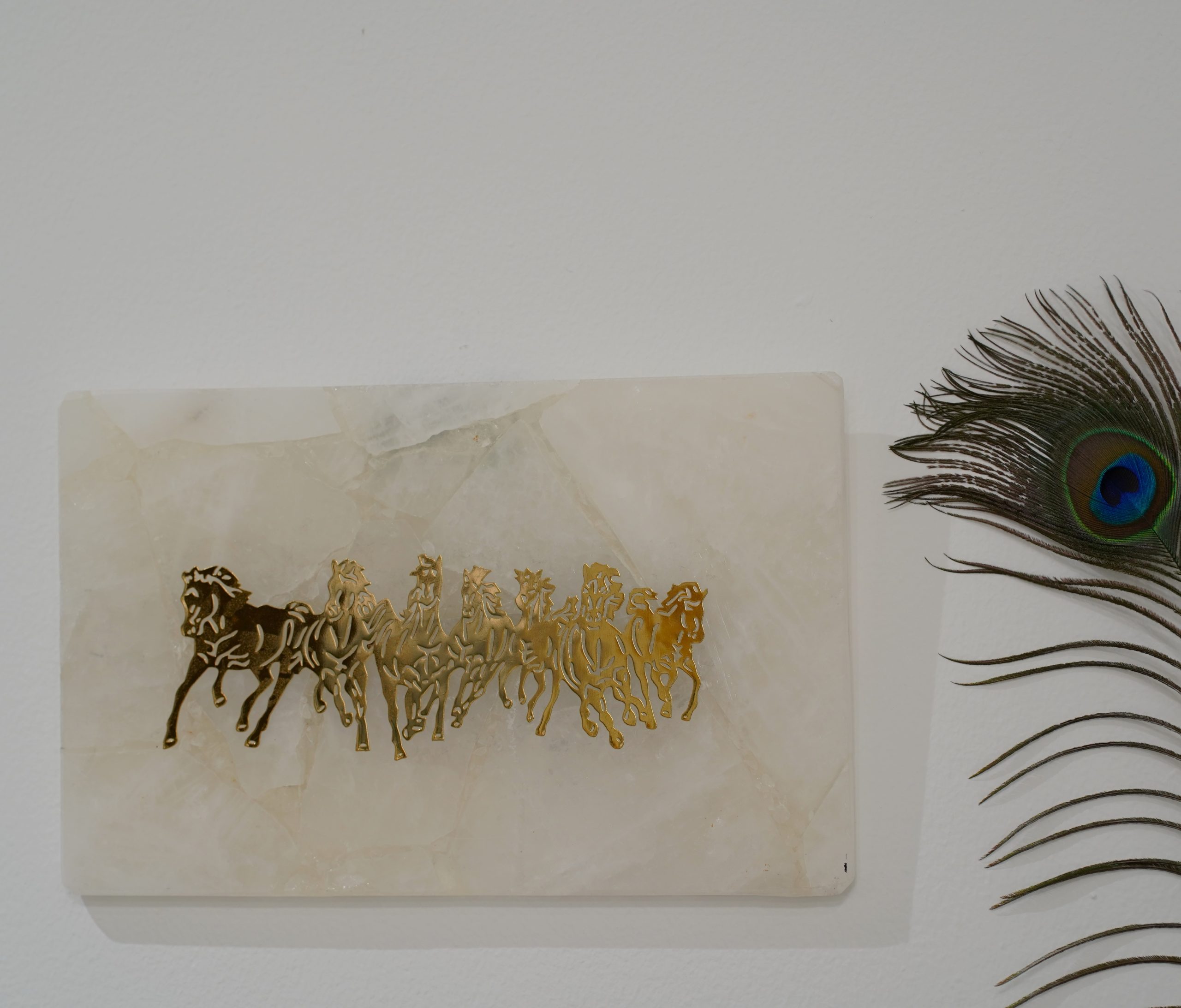 Clear Quartz Running Horse Wall Hanging