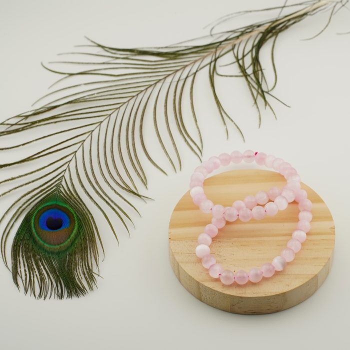 Pink Aura Selenite Bracelet 8mm