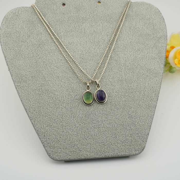 Multi Flourite Silver Pendant.