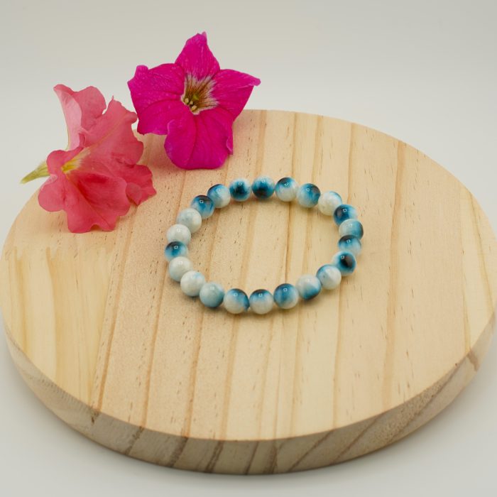 Glacierite Blue Ice Evil Eye Bracelet 10mm