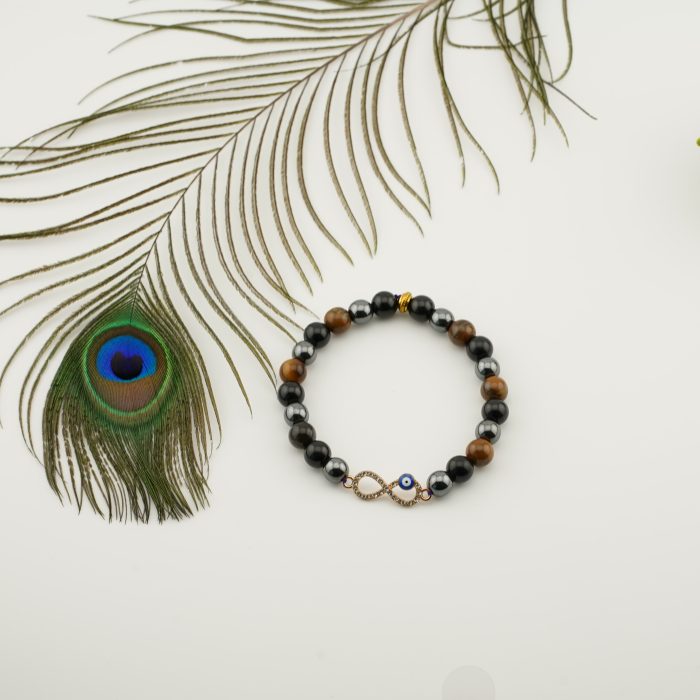 Triple Protection Infinity Bracelet (Tiger Eye, Hematite, Black Tourmaline)