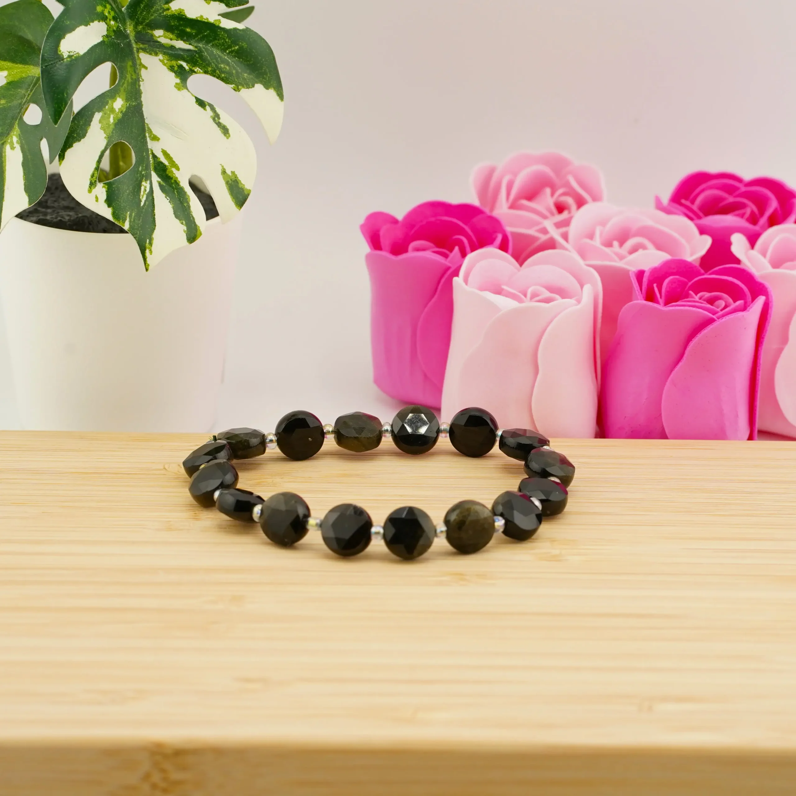 Golden Obsidian Flat Circular Bracelet