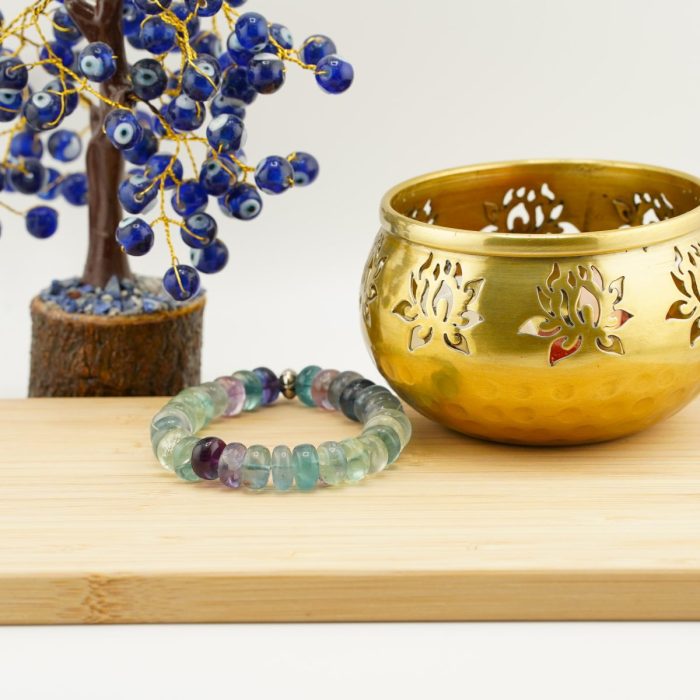 Multi Flourite Button Style Bracelet