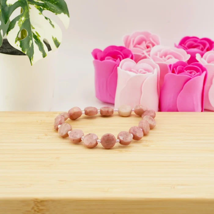 Rhodochrosite Flat Circular Bracelet