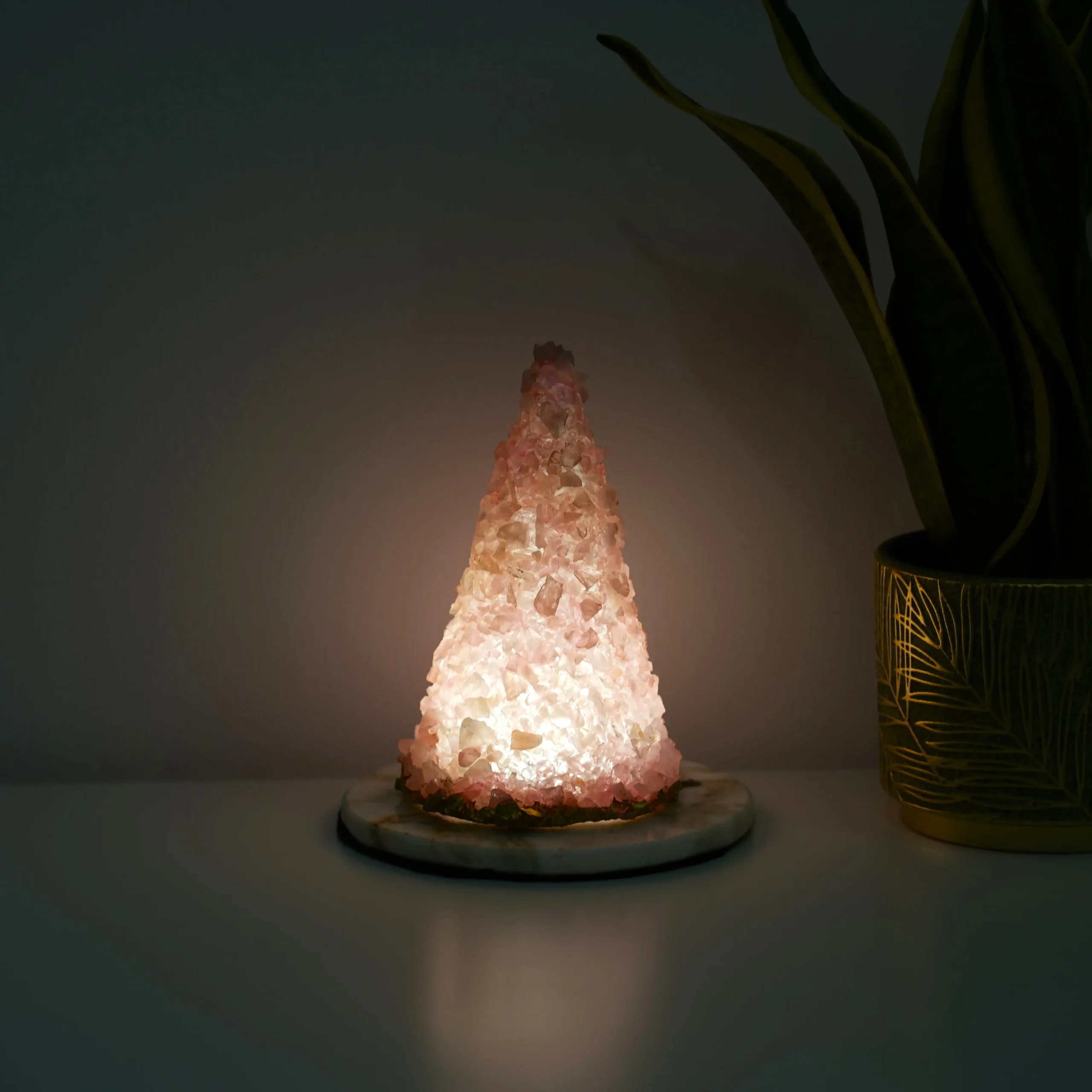 Rose Quartz Christmas Lamp
