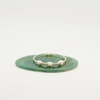 Pearl Bangle- Silver in Color Size Small 1
