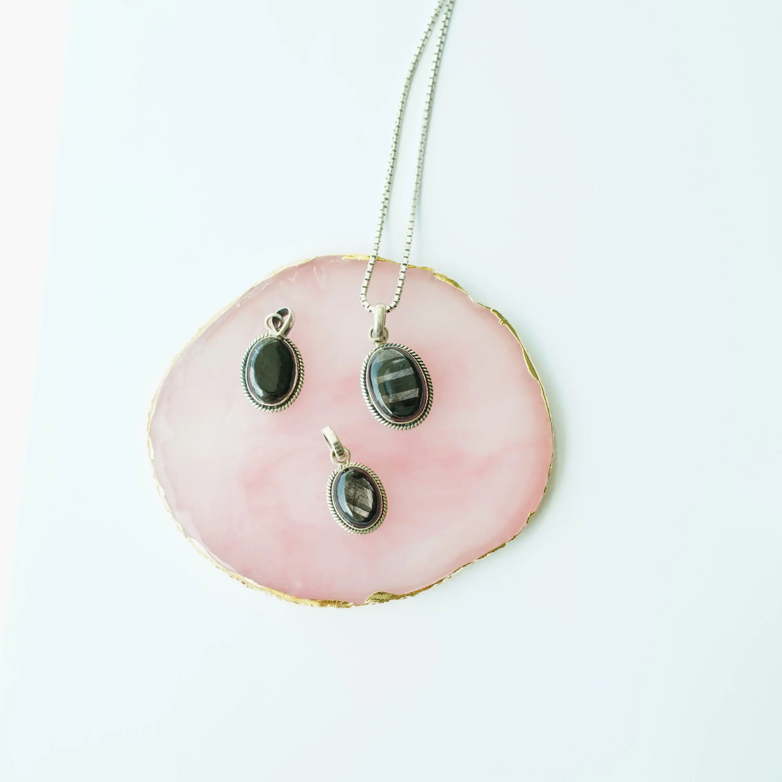 Hypersthene Silver Pendant