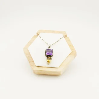Amethyst Citrine Silver Pendant (A)