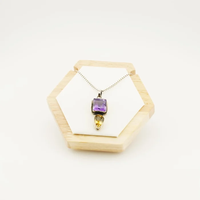 Amethyst Citrine Silver Pendant (A)