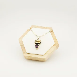 Amethyst Citrine Silver Pendant (B)