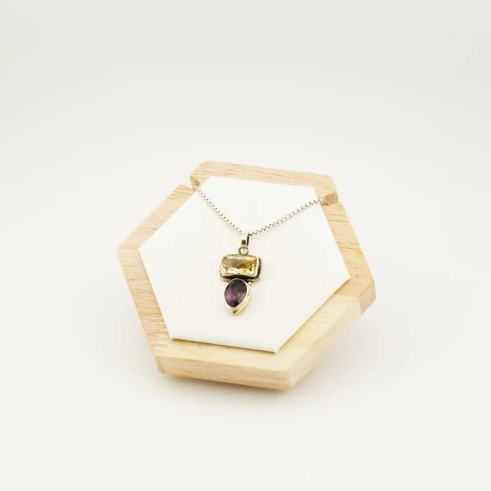 Amethyst Citrine Silver Pendant (B)