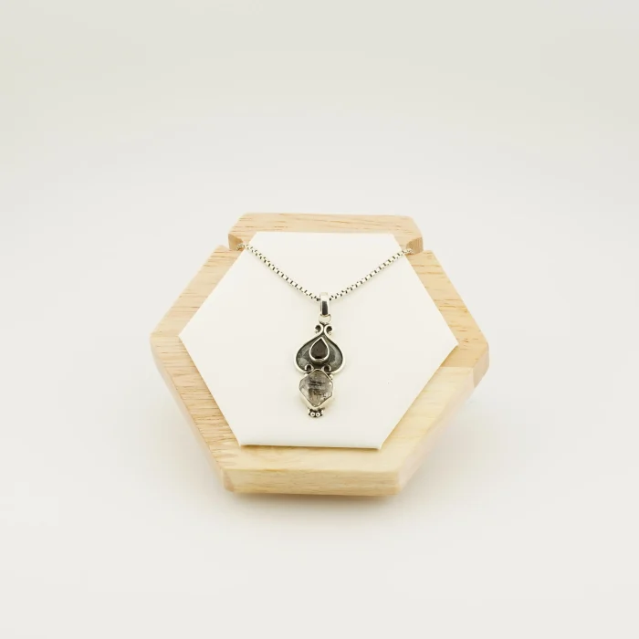 Herkimar Moldavite Silver Pendant (A)