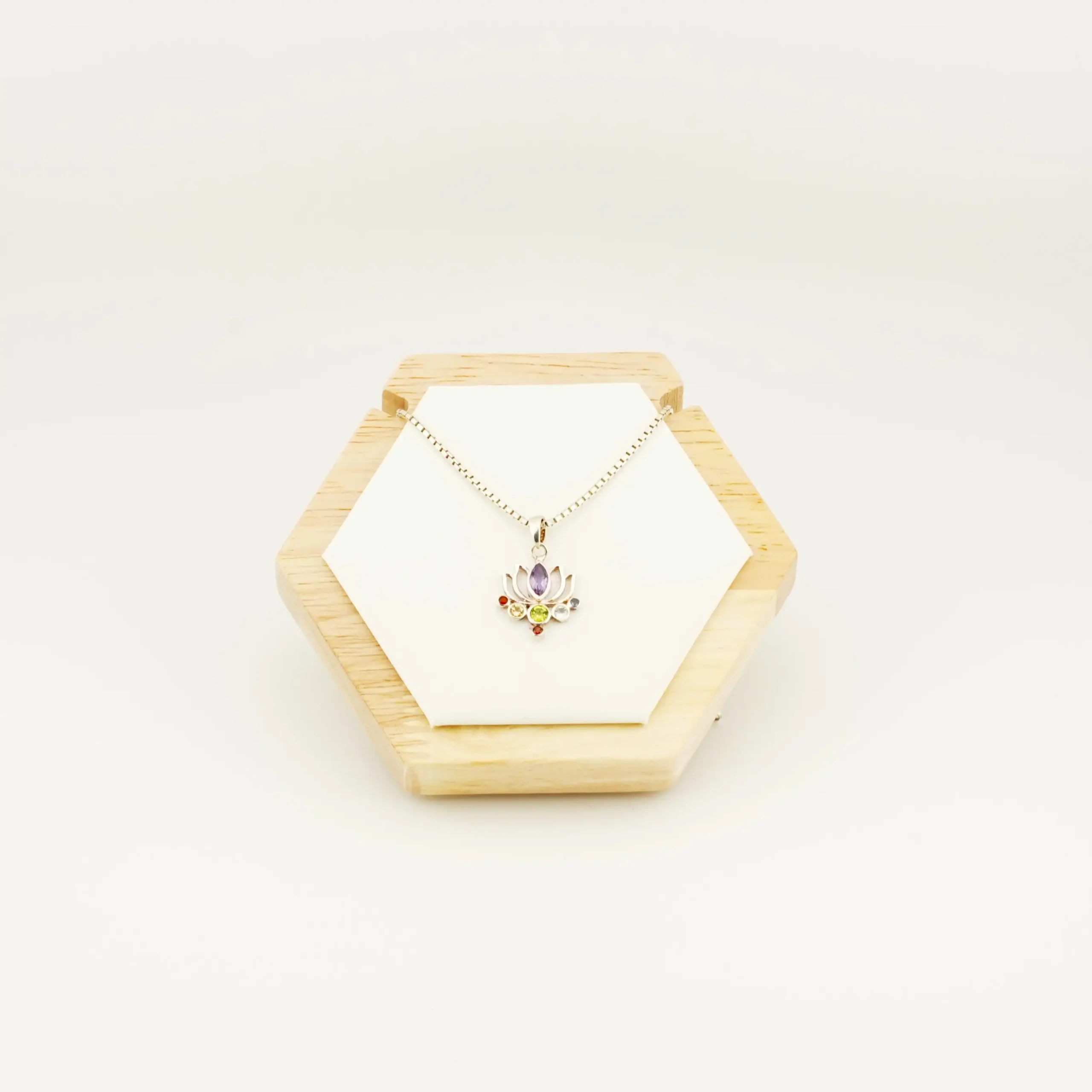 Seven Chakra Silver Lotus Pendant