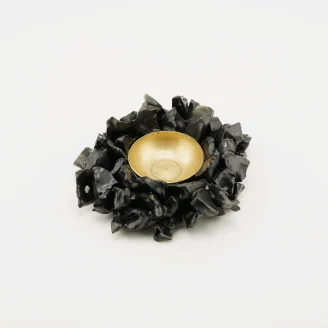 Black Obsidian Cluster Tea Light Holder