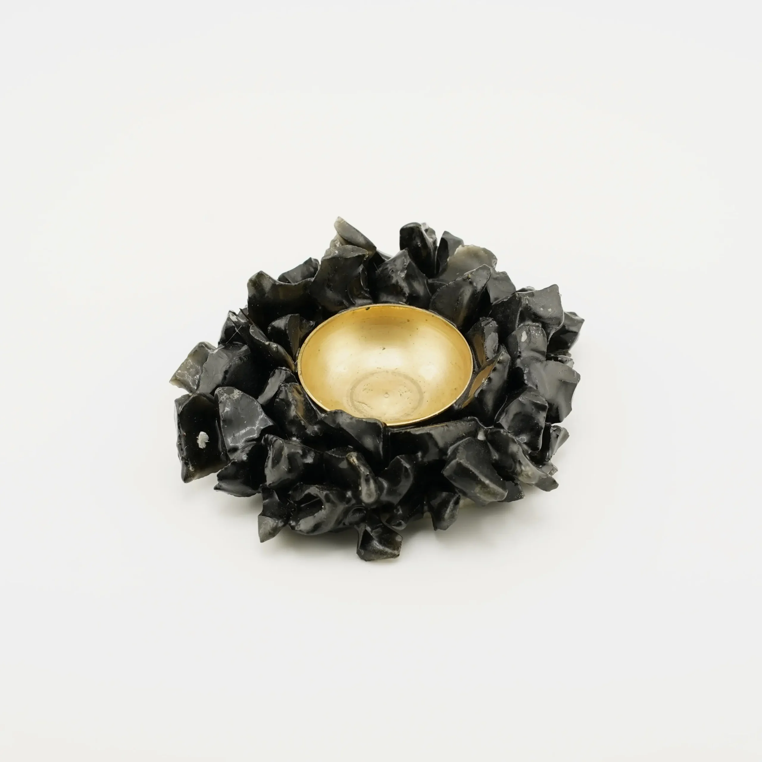Black Obsidian Cluster Tea Light Holder