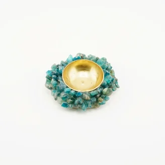 Blue Apatite Cluster Tea Light Holder