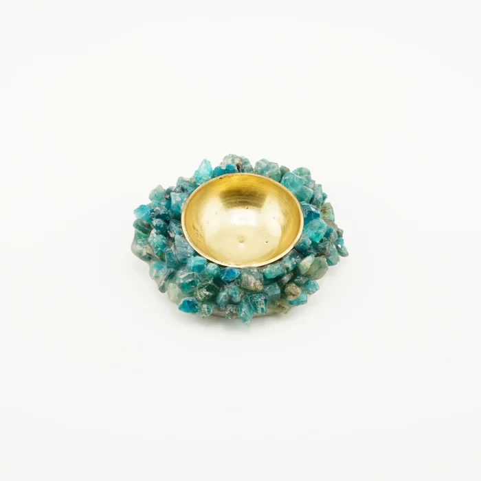 Blue Apatite Cluster Tea Light Holder