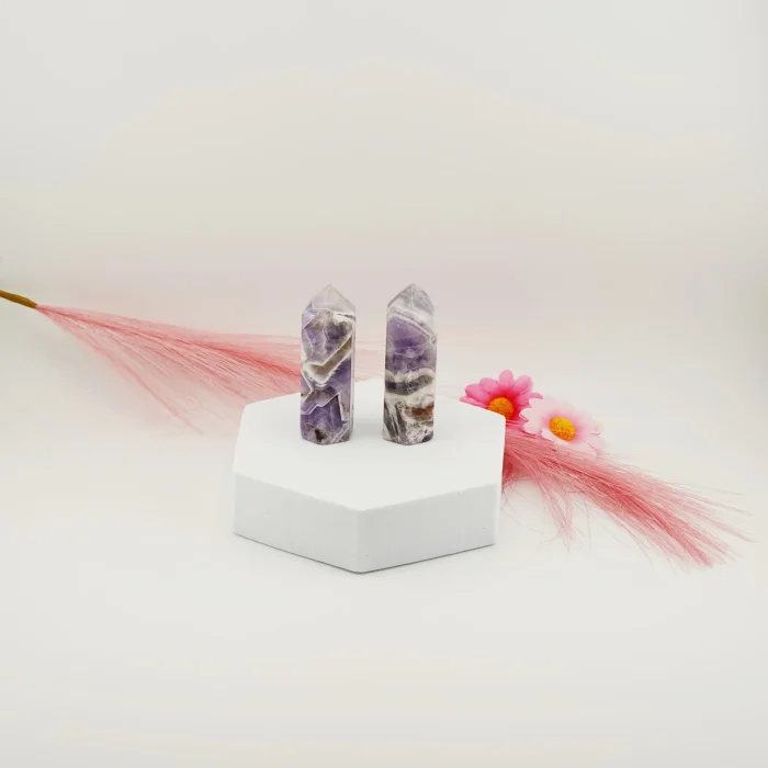 Chevron Amethyst Tower Size- 3 Inches
