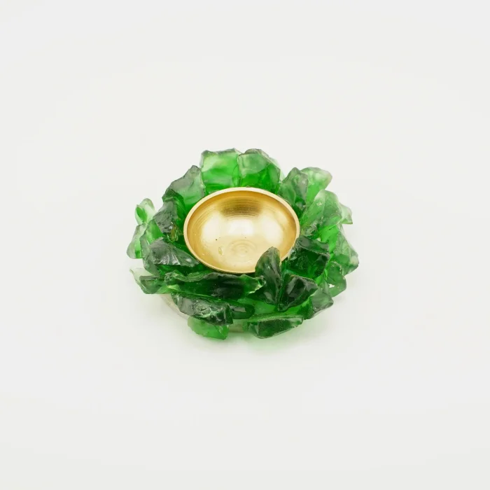 Green Obsidian Cluster Tea Light Holder