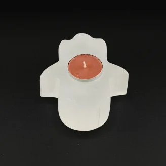 Selenite Hamza Tea Light Holder 450 Grams