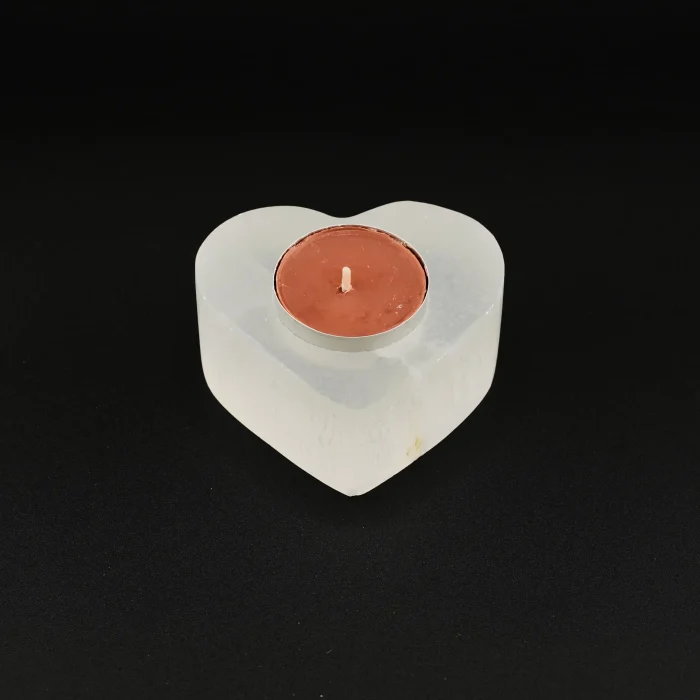 Selenite Heart Shape Tea Light Holder 260 Grams
