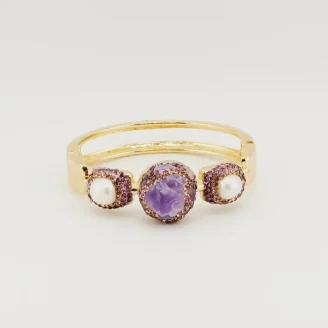 Amethyst With Pearl Bangle