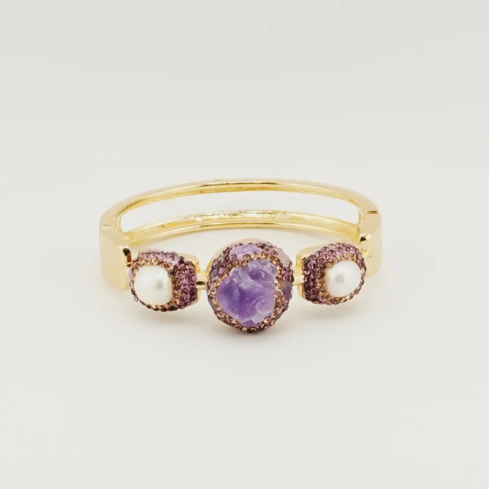 Amethyst With Pearl Bangle