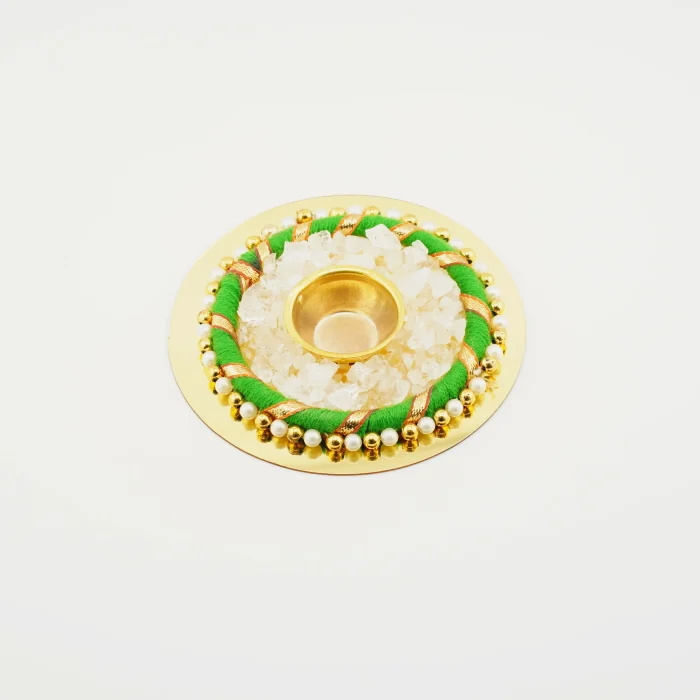 Clear Quartz Rangoli Diya Clear Quartz Rangoli Diya