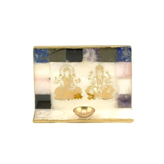 Multi Crystal Laxmi Ganesha Mandir Size 4 Inch