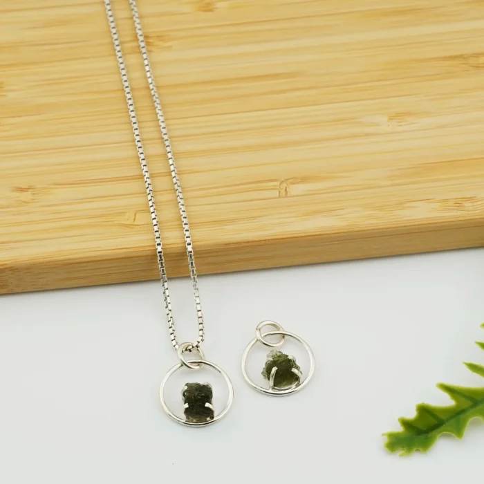 Moldavite Silver Pendant Type 1.