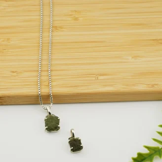 Moldavite Silver Pendant Type 3.
