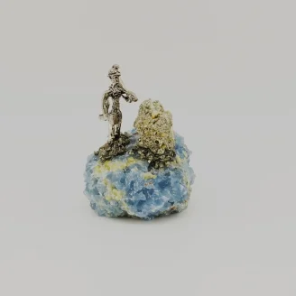 Blue Calcite Pyrite Miner