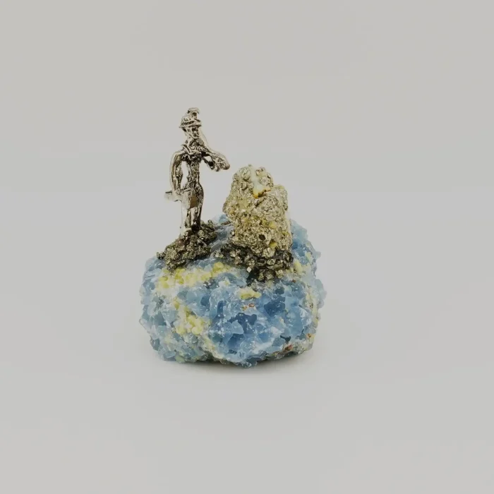 Blue Calcite Pyrite Miner