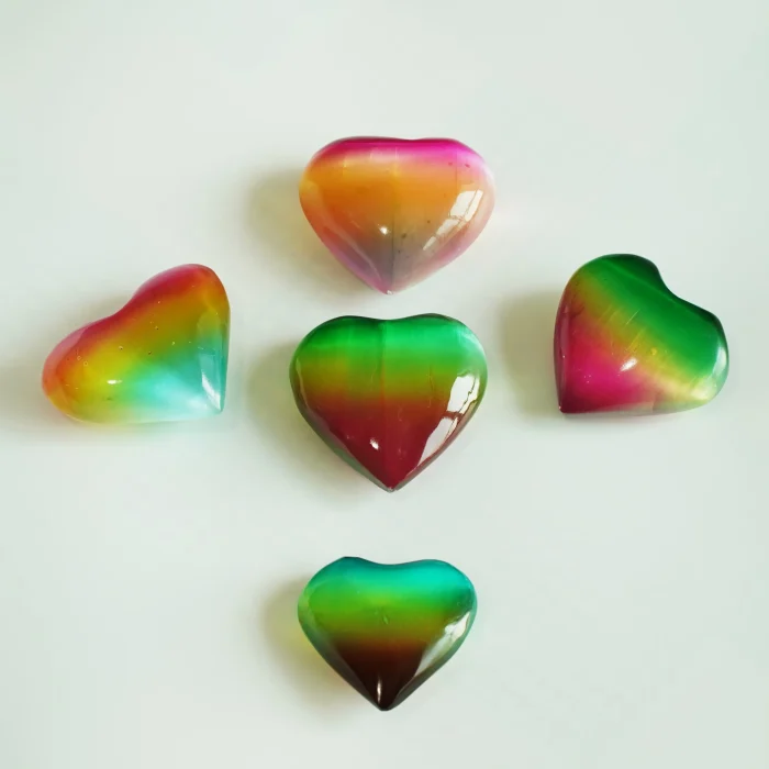 Selenite Rainbow Heart