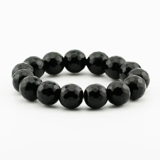 Black Tourmaline Diamond Cut Bracelet 14MM