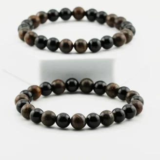Bronzite Black Tourmaline Bracelet 8MM.