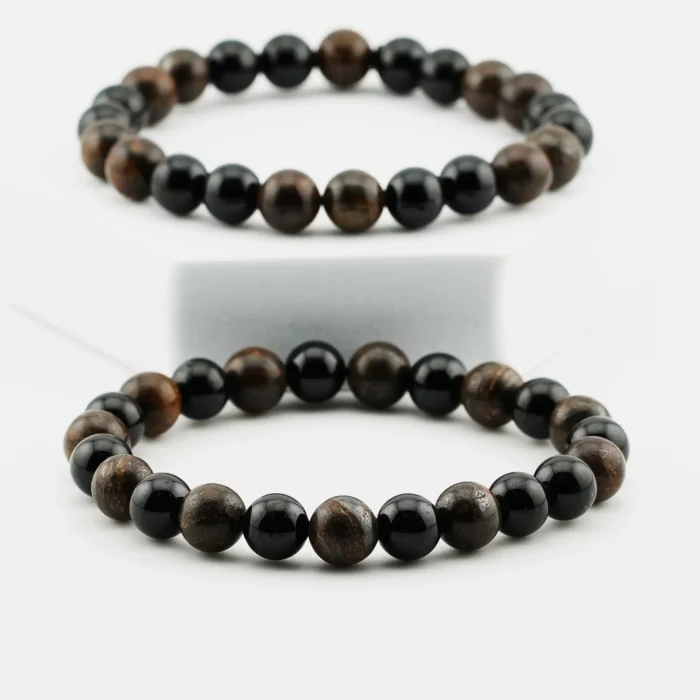 Bronzite Black Tourmaline Bracelet 8MM. Bronzite Black Tourmaline Bracelet 8MM.
