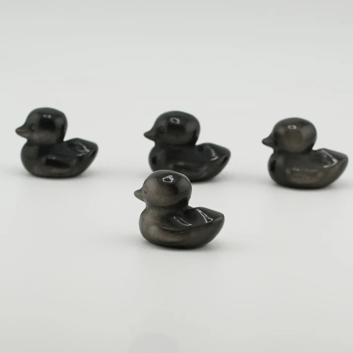 Silver Sheen Obsidian Duck Size 1.5 Inches