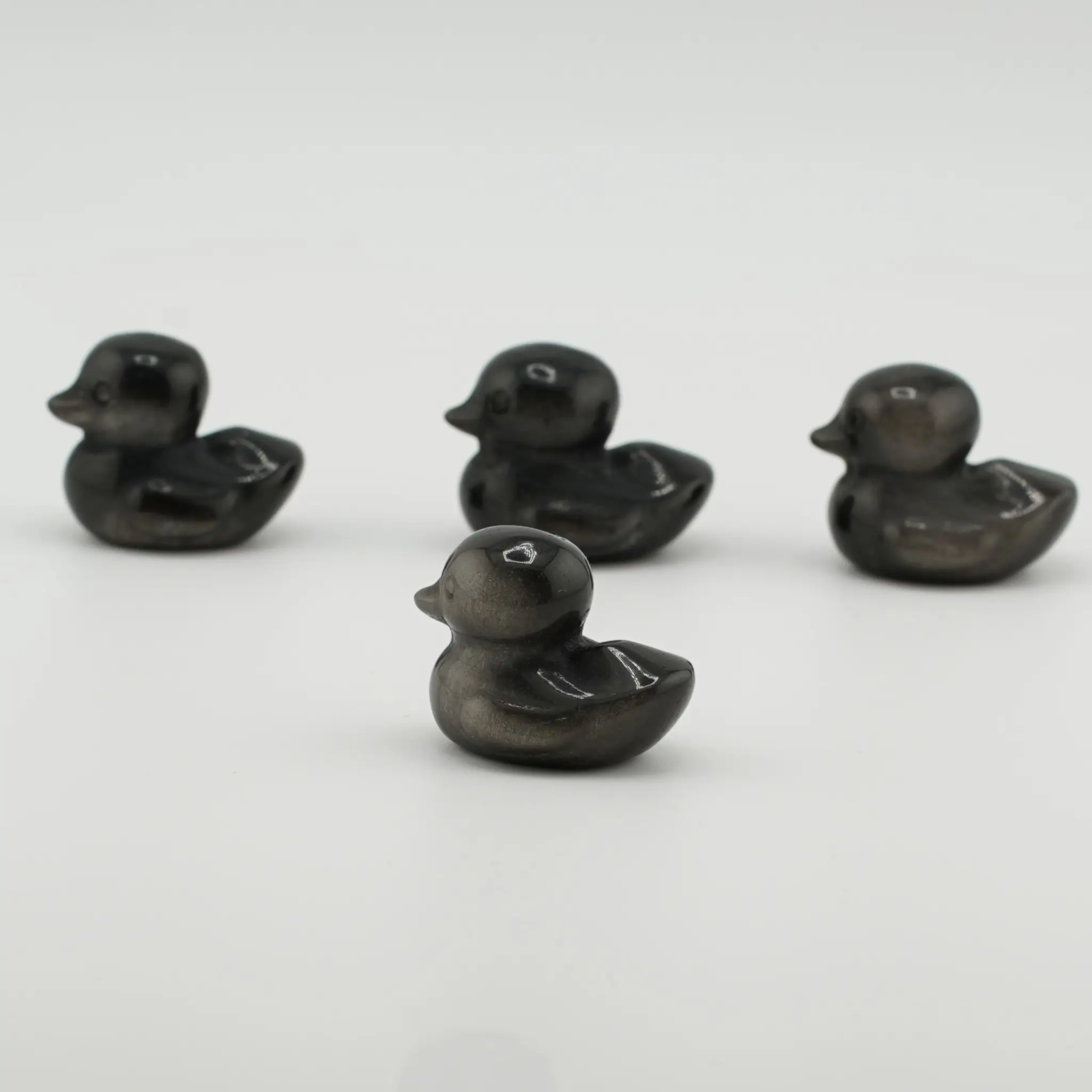Silver Sheen Obsidian Duck Size 1.5 Inches