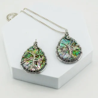 Abalone Shell Tree Of Life Symbol Pendant