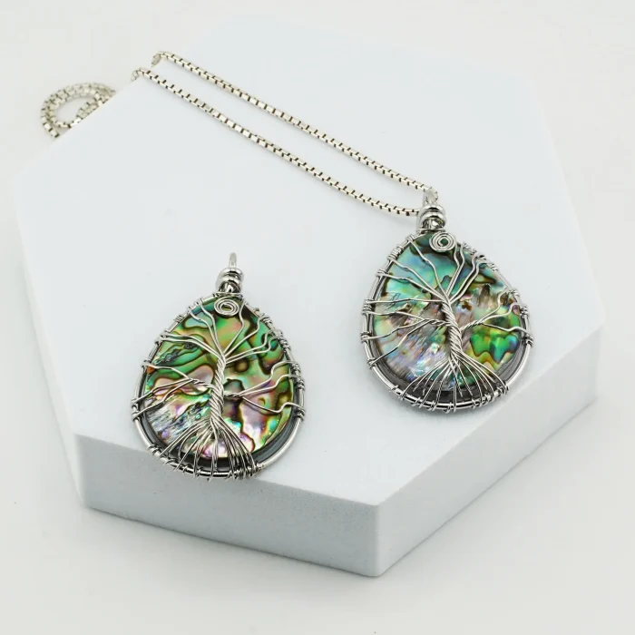 Abalone Shell Tree Of Life Symbol Pendant
