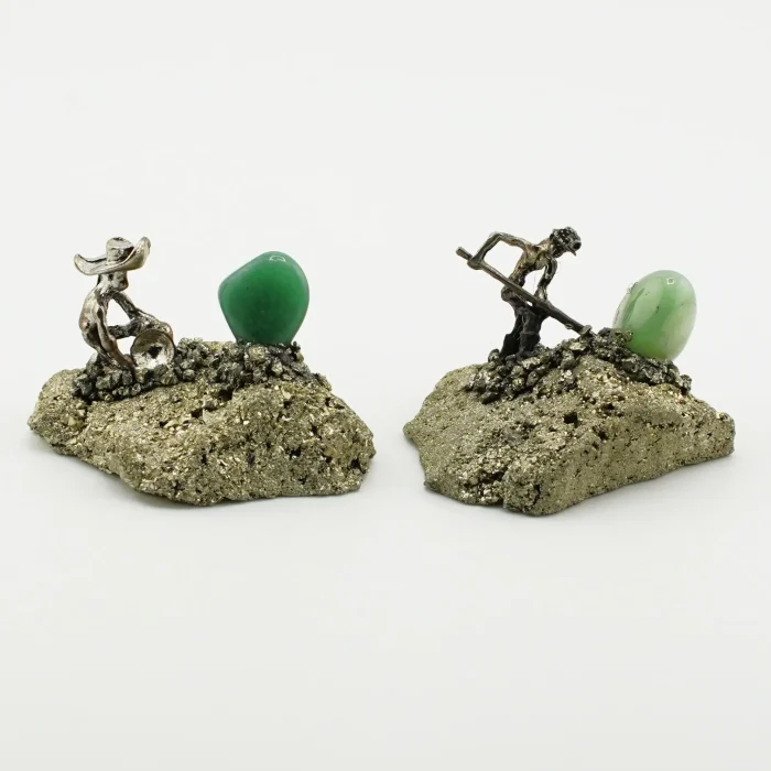 Pyrite Miner with Green Aventurine