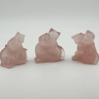 Rose Quartz Cat Couple Figurine