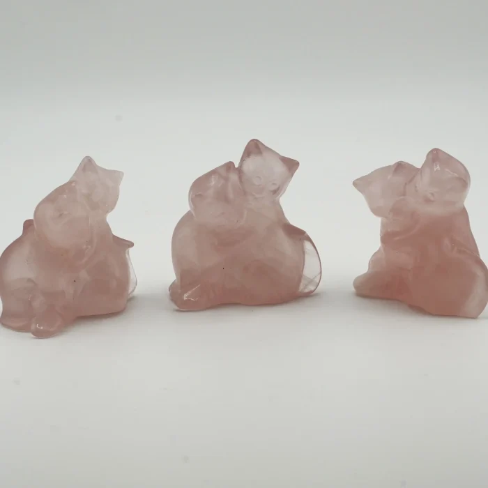 Rose Quartz Cat Couple Figurine