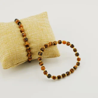 Tiger Eye Faceted Square Bead Bracelet